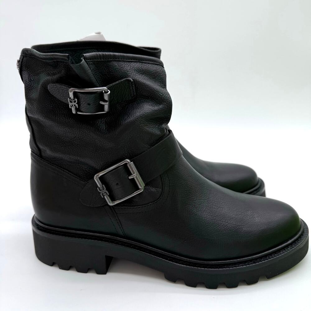 Sam Edelman Kinsley Motorcycle Biker Leather Harness 90s Boot Black NWB 9